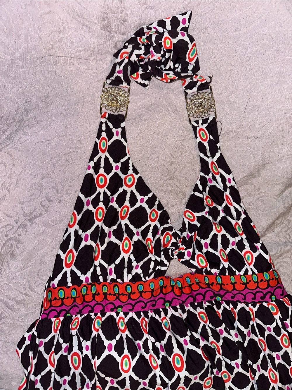 Trina Turk Black Maxi Dress with Bright Multicolor Border - Picture 3 of 8